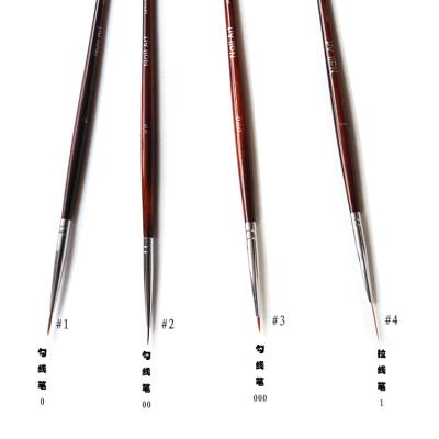 China Nail Art Painting Pen Red Wood Handle Premium Kolinsky Nylon With Different Sizes Nail Art Brush Pen for sale