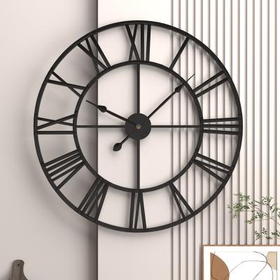 China Nordic living room retro household BRIEF decoration clock iron border wall clock around the clock factory mute Roman clock wholesale for sale