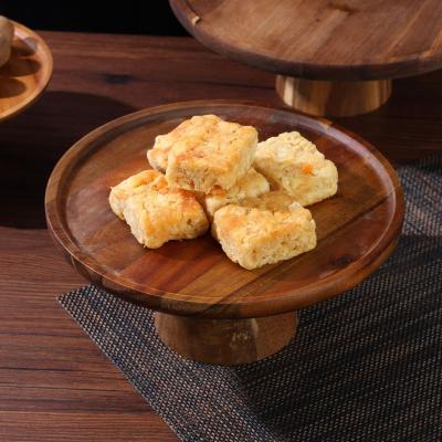 China High Rustic Acacia Mangium Hot Sale Leg Cake Display Tray Photo Shelf Bread Mousse Tray Fruit Sampling Dish for sale