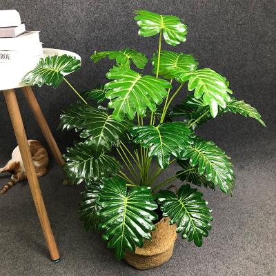 China Minimalist 95cm Tall Artificial Palm Plants Monstera Tropical Branch Turtle Plastic Fake Leaf For Garden Office Room Decor for sale