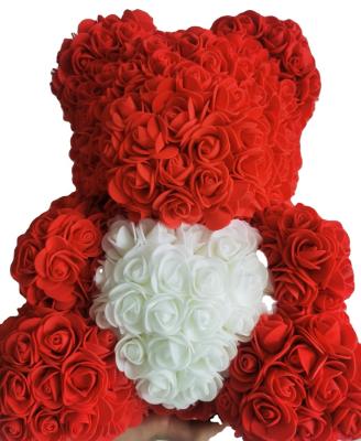 China Foam Rose Hot Selling PE 40cm Amazon Plant Foam Rose Teddy Bear With Heart For Christmas Valentine's Day Gifts 40cm Teddy Bear for sale