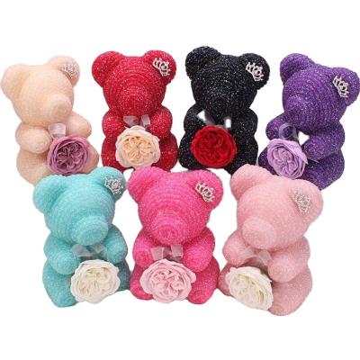 China Other Valentine's Wedding Gifts For Her Mom Daughter Birthday Rose Teddy Bear Wedding Day With Crystal Diamond for sale