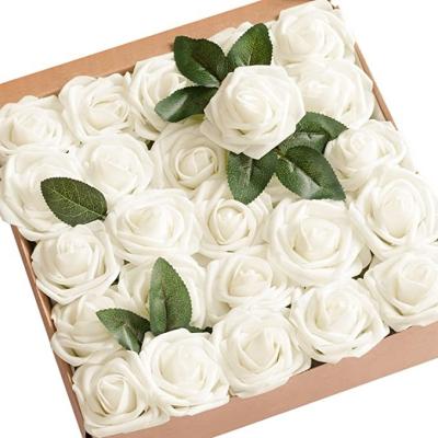 China DIY Amazon Hot Selling Artificial Foam Rose Flowers Head Wedding Flowers For Wedding Party Decor 50pcs/Set for sale