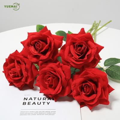 China Factory Sale Plastic Long Stem Rose Artificial Flowers for wedding home birthday party decoration valentines day gift for sale