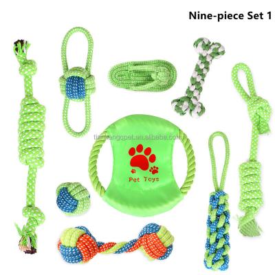 China Eco-Friendly Safe Aggressive Chew Dog Toys Dog Cotton String Toys Interactive Teeth Cleaning Durable Bite Pet Rope Dog Toys for sale