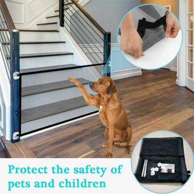 China Breathable Home Dog Barriers Pets Lattice Stairs Isolation Door Folding Mesh Baby Safety Fence Dog Cage Pet Accessories Playpen For Dog Cat for sale