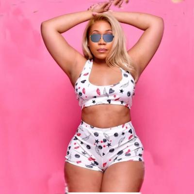 China New Arrival Summer QUICK DRY Boxer Shorts Biscuit Camouflage Tops And Shorts Two Piece Clothing Set For Women for sale