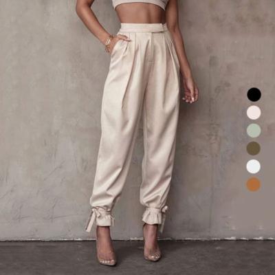 China 2021 New Hot-selling Anti-Static Fashionable Women High-Waist Pants Office Ladies Fashion Satin Casual Pants for sale