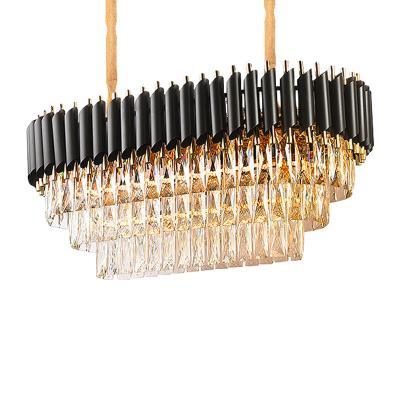 China Light Luxury Crystal Dining Chandelier Modern Black Elegant Hanging Lead Crystal Chandelier Chandelier For Living Room Hall Foyer for sale