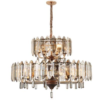 China Vintage Decorative Contemporary Classic Designer Room Decoration Pendant Lights Led Chandelier K9 Crystal Modern Ceiling Luxury Circle Home Gold for sale