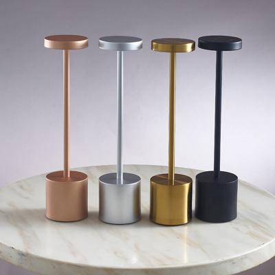 China EUROPEAN Silver Rose Gold Black Aluminum Bar Hotel Rechargeable Led Table Lamp for sale