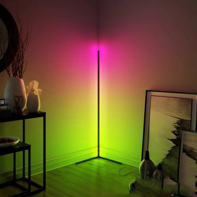 China Residential Black White Aluminum Floor Light Modern Corner RGB Led Floor Lamp For Living Room for sale