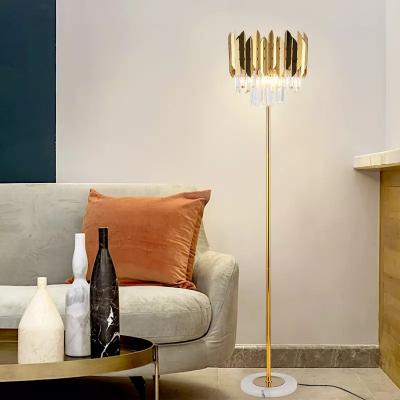 China Postmodernism Zhongshan Stainless Steel Nordic Marble Crystal Luxury Modern Nordic Floor Lamp for sale