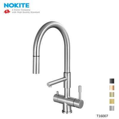 China Modern Lead Free Pull Down Spray Hot and Cold J Spring 304 Stainless Steel Filter Drink Water Faucet Kitchen Faucet 2 Mode Mixer for sale