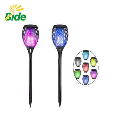 China Garden Hot Sale RGB*4 Led Flashing Flame Radio Solar Torch Lamp / Solar Flame Light Lamp for sale