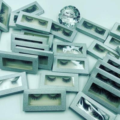 China Full Strip 3D Crisscross Lashes Vegan Lashes Silver Faux Mink Lashes Eyelash Boxes for sale