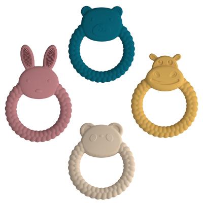 China 2022 new style ring shape silicone donut baby teether bpa hot animal soft toy animal silicone teether strap baby free teether for sale