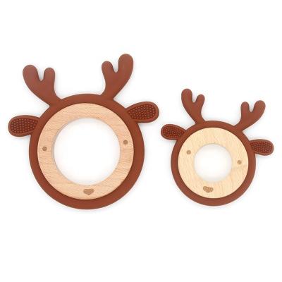 China Wooden Teethers Toy Non-Toxic BPA Soft Silicone Beach Ring Baby Toy Teether Wholesale Wooden Teethers CPC Certificate for sale