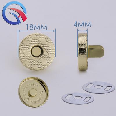 China QingHe 18x2mm Gold LEAD FREE Hanging High Grade Covered Button Snap Ultrathin Metal Magnetic Button for Purses, Bags and Clothes for sale