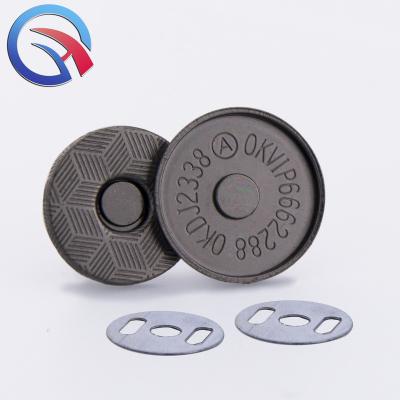 China QingHe 14x4mm Gunmetal Metal Magnetic Button LEAD FREE Hanging High Quality Covered Snap Button for Purses, Bags, Clothes and Crafts for sale