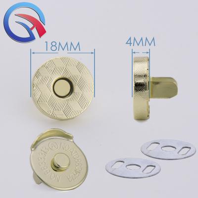 China QingHe 18x4mm Brush Light Gold Metal LEAD FREE Snaps Buttons LEAD FREE Clasp Buttons Magnetic Button for Bags and Clothes for sale