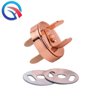 China QingHe LEAD FREE 18x2mm Rose Gold Eco-friendly Snap Buttons Super Slim Metal Magnetic Button for Purses, Bags and Garments for sale