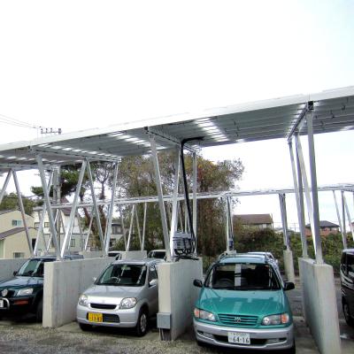 China Waterproof tempat parkir surya customized solar car parking structure aluminum ground mount 1MW PV solar power station for sale