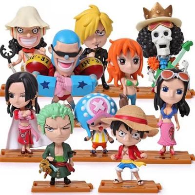 China Toy One Piece Figure Q Version Cartoon Anime Figure Doll Model Doll Luffy Zoro Sanji PVC 10CM Collection Toy Birthday Gift for sale