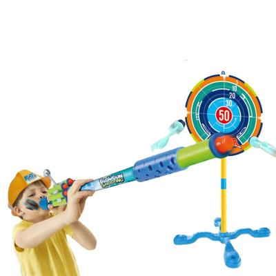 China Air Gun Shooting Game Kids Safety Toys Blowing Blaster Darts EVA Soft Bullet Blow Shooting Gun with Target and Bullets for sale