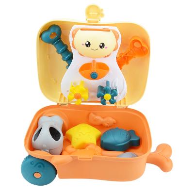 China Funny Sand Toy Educational Beach Toys Summer Beach Toy Set Products DIY Outdoor Play Kit Excavator Tool Kit With Cute Cartoon Animal Suitcase for sale