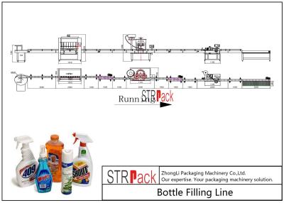 China Automatische flüssige reinigende Füllmaschine, Flüssigseife-füllende Linie mit Kolben-Füllmaschine, Mützenmacher Labeling Machine zu verkaufen