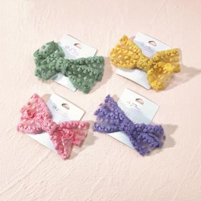 China Wholesale European and American summer style accessories purple green yellow pink hair bows hair clips for girls for sale