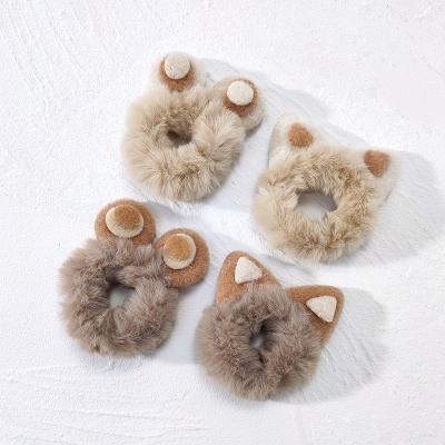 China Fashion 2021/2022 Winter Season Plush Ponytail Holder Rope Fur Tie Holder Handmade Hair Scrunchies Products For Kids for sale