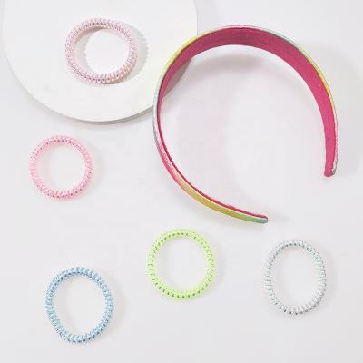 China Fashion Candy Sugar Hair Band Telephone Line Elastic Hair Band Rainbow Hair Circle Costumes for sale