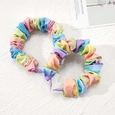 China European and American headband wholesale plicative beauty women's hair style girls' wide rainbow headband for sale