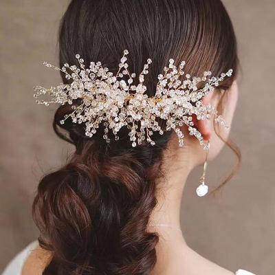 China Wholesale Fashion Wedding Crystal Bridal Hair Accessories Flower Elegant Hair Decorations for sale