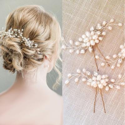 China Wedding New Bridal Hair Accessories Crystal Hair Clip Pearl Jewelry Wedding Accessories Hairpin for sale