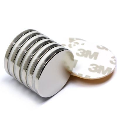 China 3M Industrial Adhesive Backed Round Disc Magnet Strong Neodymium Magnet for sale