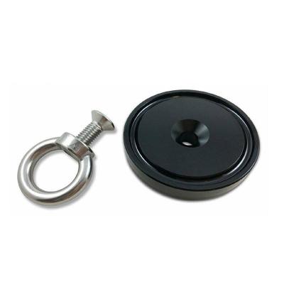 China Industrial Magnet 350lbs N35 N52 Neodymium Fishing Epoxy Coated Magnet With Threaded Eye for sale