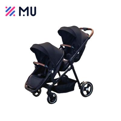 China 300D Blend Fabric Reversible Seat Large Loading Foldable Twin Baby Strollers For 0-3 Years Old for sale