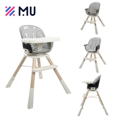 China EUROPEAN 5 Point Safety Harness Height Adjustable Rotatable Seat Wooden Baby High Chair for sale