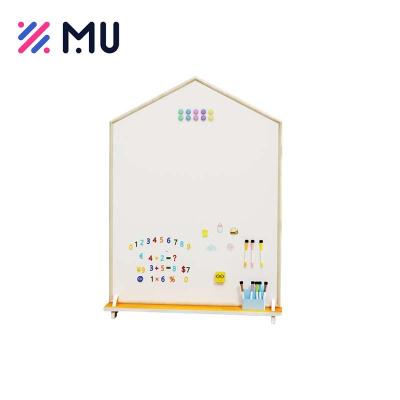 China Environmental Educational House Drawing Whiteboard Solid Wood Frame Teak White Blackboard Toy for Children for sale