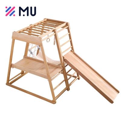 China Eco-friendly Wholesale Montessori Climbing Frame Wooden Climber Play Set Kids Indoor Playground Gym for sale