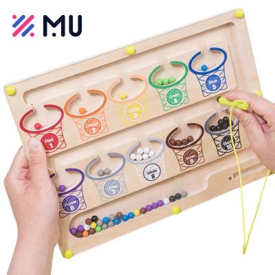 China Eductional Preschool Toys Wholesale Color Magnetic Number Counting Games Puzzle Board Educational Wooden Toy For Children for sale