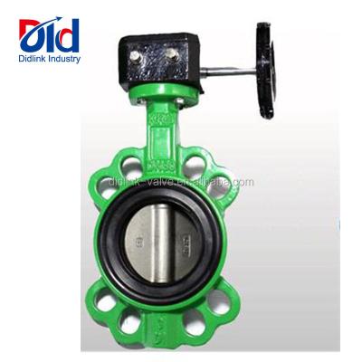 China General Seat Cast Iron EPDM Butterfly Valve Flanged Manual Lever Through Oil Gas Water ANSI Worm Gearbox for sale