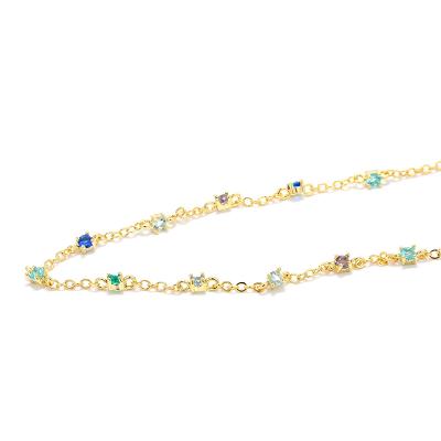 China Europe and America Color Zircon Necklace Women's Necklace Exquisite Gold Plated Zircon for sale