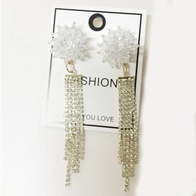 China Fashion Flower Personality with Diamond Tassel Earrings Long Diorearrings Bead Earrings for sale