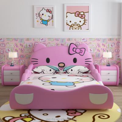 China Comfortable Car Bed Cartoon Kids Furniture Kids Bedroom Hello Kitty Y01 for sale