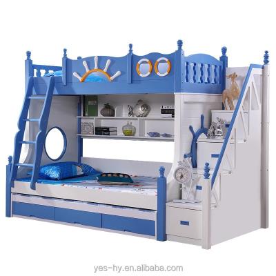 China Morden Bunk Bed With Slide Funny Cheap Kids Bed Modern Bedroom Furniture Blue M6 for sale