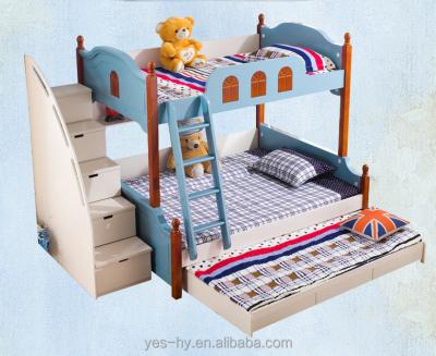 China Cheap Morden White Bunk Bed 3 Beds Kids Furniture A12 for sale